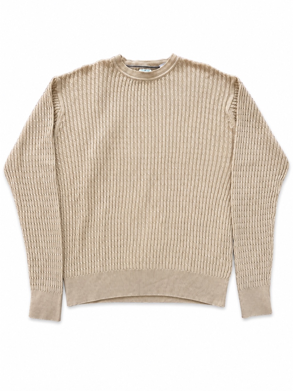 Alex Cannon Men's Medium 100% Cotton Yellow Cable Knit Pullover Sweater Preppy